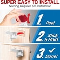 thumbnail image 3 of Cabinet Locks for Babies - Child Safety Latches 10 Pack - Invisible Adhesive Baby Proofing Drawer Locks - Works with Most Cabinets and Drawers - No Drilling Installation - (White), 3 of 5