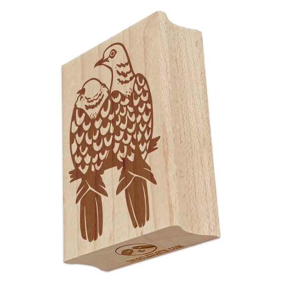Two Turtle Doves 12 Days of Christmas Rectangle Rubber Stamp Stamping Scrapbooking Crafting - Small 1.7in