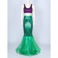 thumbnail image 3 of Yeahdor Womens Halloween Mermaid Fancy Dress Costume Cropped Tank Top with Cascading Ruffle Long Skirt Purple&Green L, 3 of 7