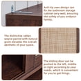 thumbnail image 4 of LELELINKY Over The Toilet Storage Cabinet with Rattan Sliding Door, 68" Tall Wood Bathroom Organizer with Adjustable Shelf for Small Spaces, Walnut, 4 of 7