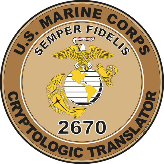 U.S.M.C. MOS 2670 Cryptologic Translator Decal 3.8" - Desert Tan