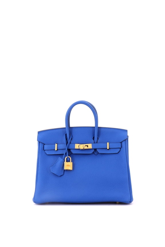Pre-Owned Birkin Handbag Bleu France Togo with Gold Hardware 25 By Rebag
