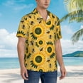 thumbnail image 3 of Pofeuu Bees and Sunflowers Print Hawaiian Shirt for Men Sleeves Casual Button Down Summer Beach Dress Shirts T-Shirts,X-Large, 3 of 7