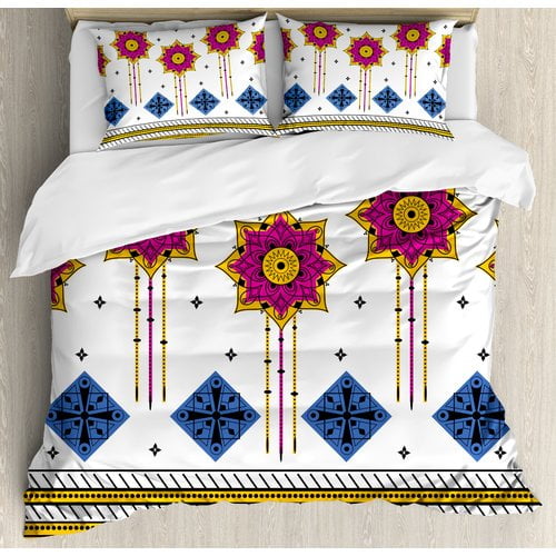 Ambesonne Tribal Colored Vector Seamless Pattern With Indian Mayan
