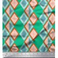 thumbnail image 1 of Soimoi Green Poly Georgette Fabric Stripe & Diamond Geometric Print Sewing Fabric Yard 42 Inch Wide, 1 of 3