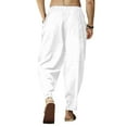 thumbnail image 6 of Labakihah mens pants Men Spring And Summer Pant Casual All Match Solid Color Cotton Linen Loose Trouser Fashion Beach Pant White, 6 of 8