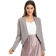 thumbnail image 1 of Día de San Patricio Chaqueta Corta Casual De Negocios De Oficina De Trabajo Sin Cuello Para Mujer Gris XS, 1 of 6