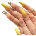 thumbnail image 1 of 24Pcs/Box Long French False Nail Ballerina Fake Nails Yellow Butterfly Pattern Square Nail Decal False Nails Press On Nail Tips (JP861), 1 of 1
