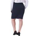 thumbnail image 4 of DARING DIVA Women's Plus Size Knit Mini High Waist Above Knee Pencil Skirt 1X Navy Blue, 4 of 6