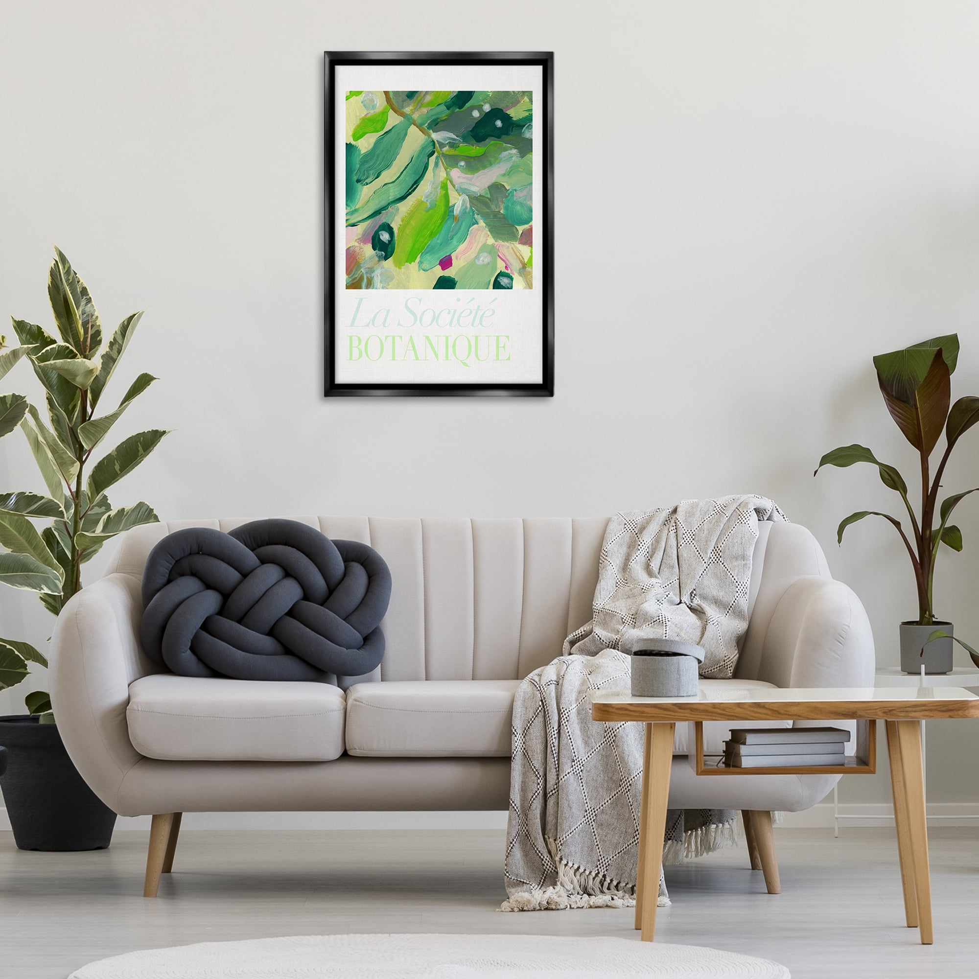 Stupell Industries Abstract French Botanicals Plants & Flowers Painting Black Floater Framed Canvas Art Print Wall Art, 21 x 31