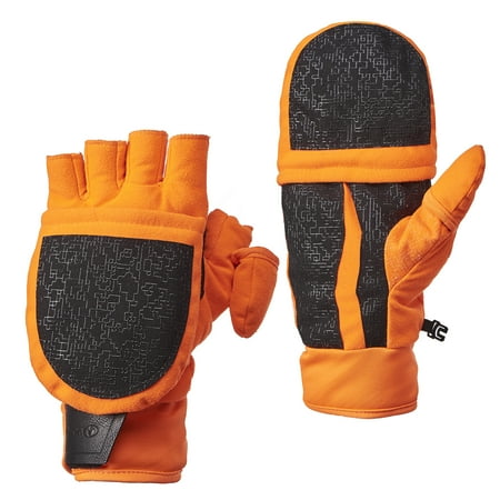 Mossy Oak Blaze Orange Men's Pop-Top Gloves, Sizes M-L/XL