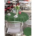thumbnail image 6 of Outdoor Tablecloth with Umbrella Hole Zipper Dark Green Burlap Texture Round Tablecloth 60" Waterproof Outside Table Cloth Farmhouse Vintage Green Patio Table Cover Tablecloths for Picnic Party, 6 of 8