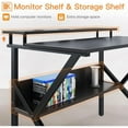 thumbnail image 6 of Small Desk, 27.5 Inch Small Computer Desk for Small Spaces, Compact Desk with Storage, Tiny Desk Study Desk with Monitor Stand for Home Office, 6 of 8