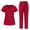 10#Red, variant on Scrubs for Women Set Quick Drying Solid Medical Nurse Uniform Stretch V-Neck Scrub Top & Cargo Pant Taper Scrub Set