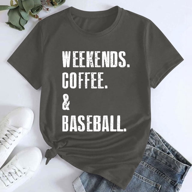 Séductiva T-Shirt à Manches Courtes pour Femmes jusqu'à 50 % de Réduction T-Shirt Imprimé Baseball Café Weekends Coton Col Rond Manches Courtes Décontracté