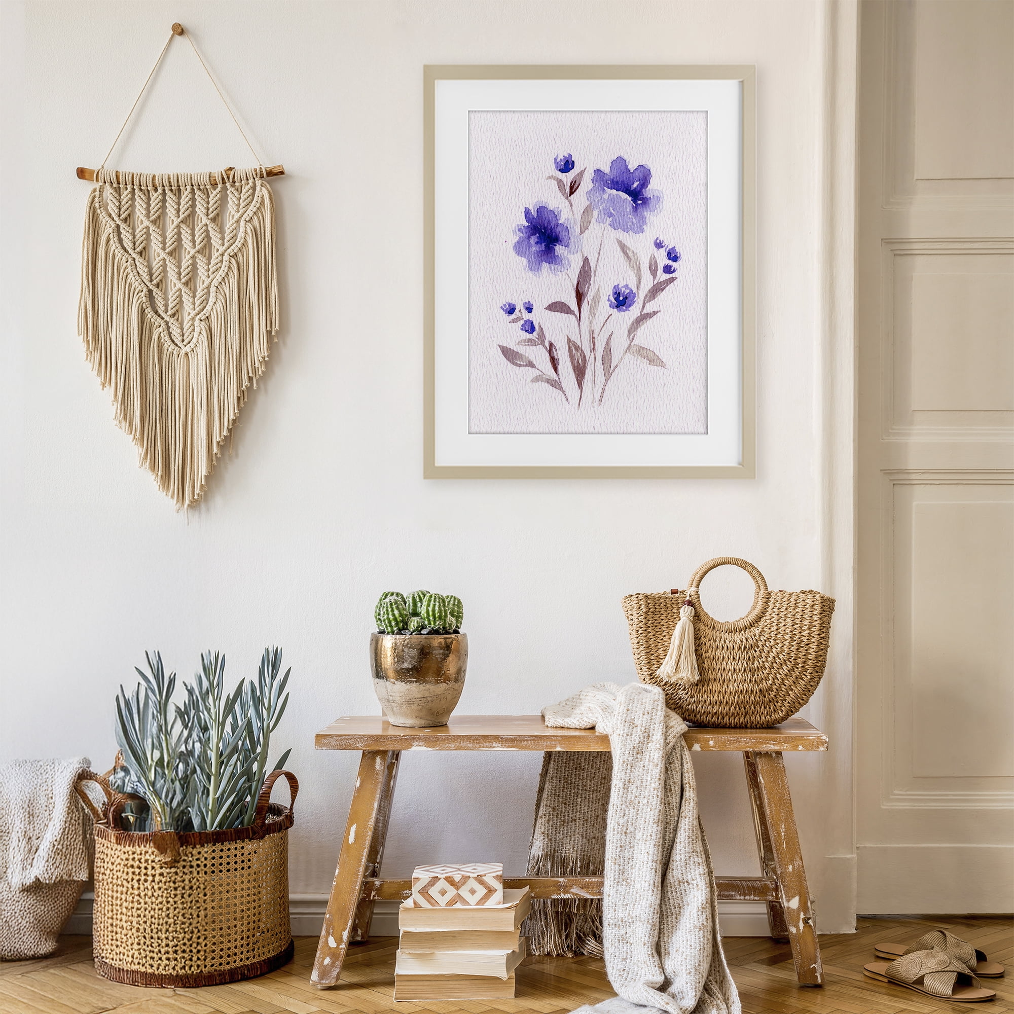 Stupell Industries Blooming Purple Flowers Birch Framed Print Under Glass, design by Leah Noel Art