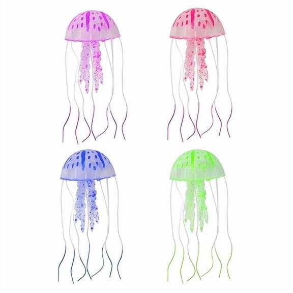 4 Pcs Fluorescence Jellyfish Aquarium Decorations for Large Small Fishtank Glowing Jellyfish Toy for Fish Tanks Jellyfish Decorations for Bedroom