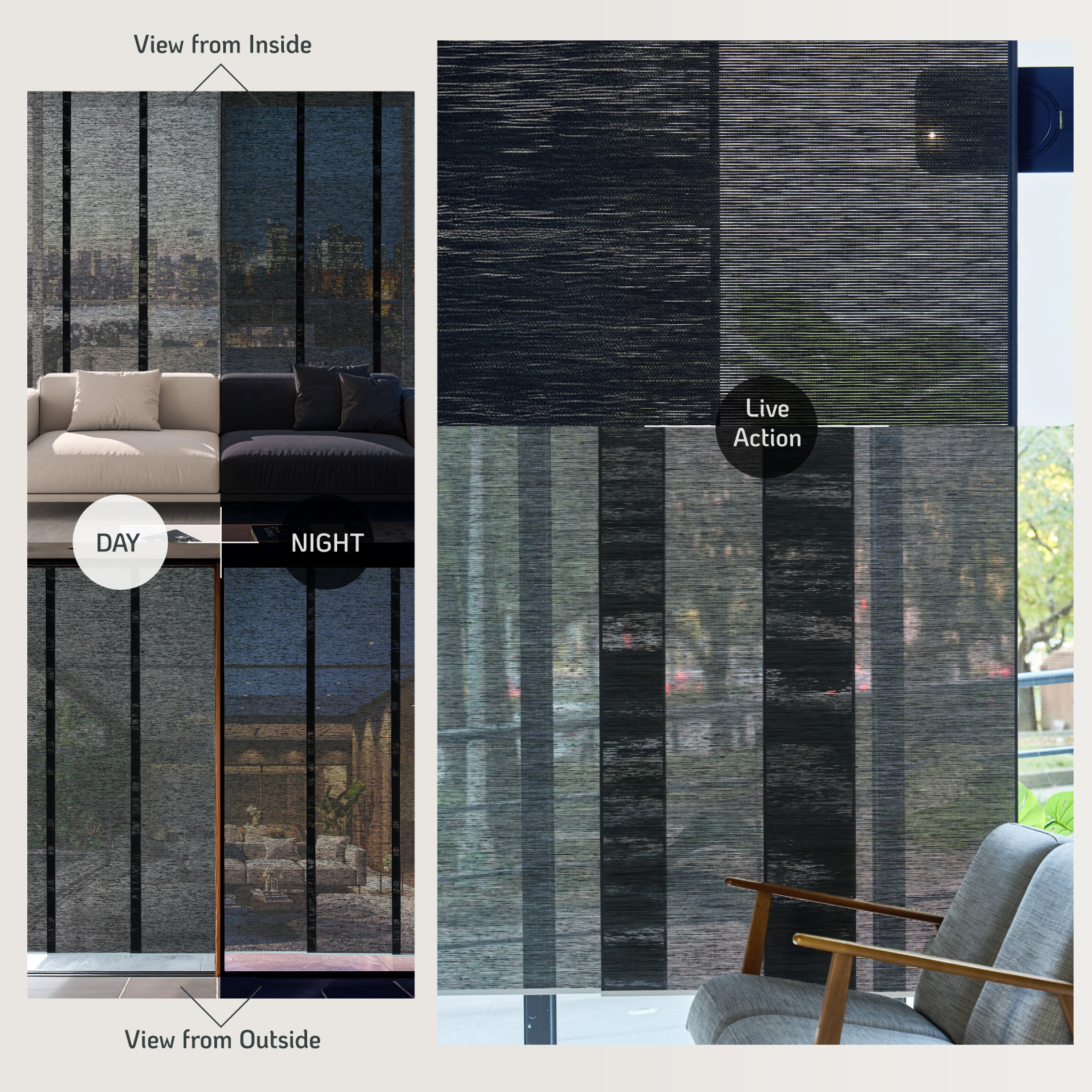 Piecenat Panel Track Blinds 23 in Cordless Paper for Sliding Door Vertical Window Blinds, Charcoal Black, 85.5 in x 96 in
