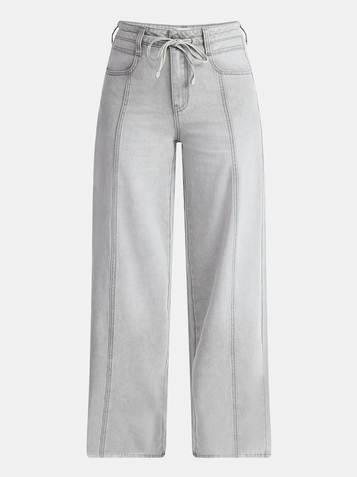 Time and Tru Women's and Women's Plus Relaxed Tie Waist Wide Leg Jeans, 31" Inseam, Sizes 0-20