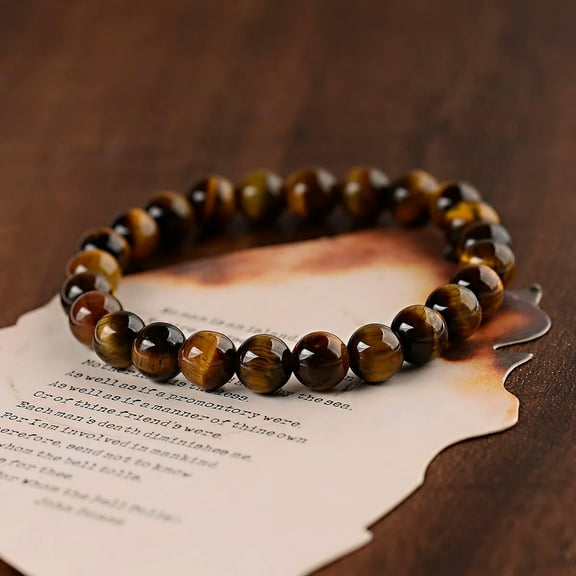 EOEMY 8mm Natural Stone African Roar Natural Tiger'S Eye Beads Women Men Bracelets