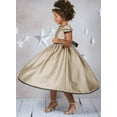 thumbnail image 3 of Little Girls Dress Tulip Sleeves Brown Trim Flared Christmas Holiday Flower Girl Dress Red 4 (K40D6), 3 of 4