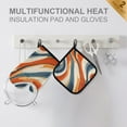 thumbnail image 4 of Yayeee Oven Mitts and Pot Holder Set of 2 Heat Resistant Kitchen Gloves Baking Hot Pad, Beige Abstract Wavy, 4 of 5