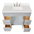thumbnail image 5 of ARIEL Hamlet 43 Inch Single Sink Bathroom Vanity in Gray, 1.5" Edge Quartz Top, Solid Wood, Rectangular Sink, 2 Soft Closing Doors, 4 Full Extension Dovetail Drawers, Toe Kick, 5 of 9