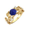 thumbnail image 2 of 6MM Rond Lapis 925 Argent Plaqué Jaune Solitaire Femmes Mariage Classique Anneau, 2 of 4
