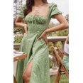 thumbnail image 3 of HAHDAXIA Women Puff Sleeve Split Maxi Dress Square Collar Ruffle Floral Boho Dresses Cottagecore Backless Sundress, 3 of 6