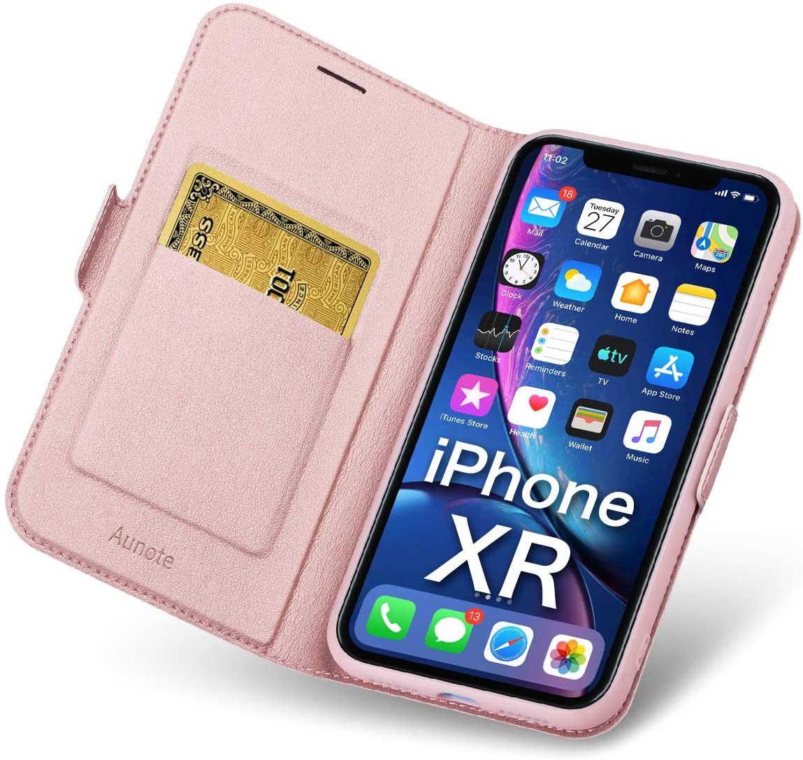 Aunote iPhone XR Cases Wallet, iPhone XR Cases with Card Holder, Ultra