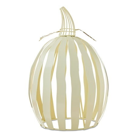 Metal Pumpkin Tabletop Decor, Cream, 14.5", Fall by Way To Celebrate