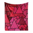 thumbnail image 1 of Abstract Soft Flannel Fleece Throw Blanket, Stained Glass Style Geometric Tile Composition with Vibrant Red and Pink Shades, Cozy Plush for Indoor and Outdoor Use, 70" x 90", Multicolor, by Ambesonne, 1 of 6
