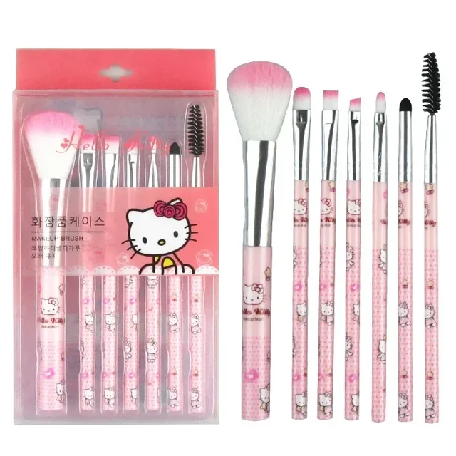 Juego de brochas de Hello Kitty para maquillaje, accesorios Kawaii Sanrio Y2k, herramienta de belleza para sombra de ojos, regalos para mujeres, 5/7 piezas