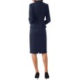 thumbnail image 3 of INSPIRE CHIC 2 Piece Skirt Suit Set for Women Long Sleeve Blazer Pencil Skirt Formal Work Business Outfits S Navy, 3 of 5
