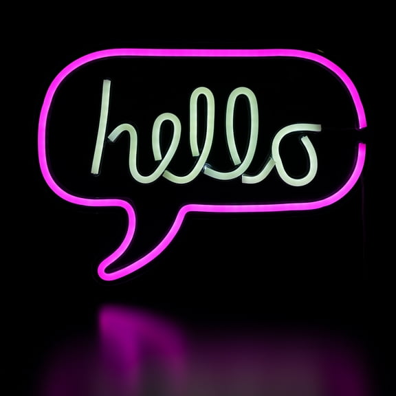 Northlight LED Hello Bubble Neon Lighted Wall Sign - 17" - Pink and White