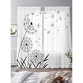 thumbnail image 3 of Sheer Curtains 108 Inches Long, Modern Elegant Pastoral Flowers Black Light Filtering Window Curtains for Living Room, Spring Floral Rod Pocket Voile Sheer Curtain Drapes, 52"W x 108"L, 2 Panels, 3 of 9