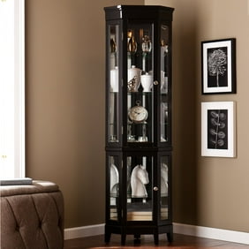 Corner Lighted Curio Cabinet Mahogany Walmart Com Walmart Com