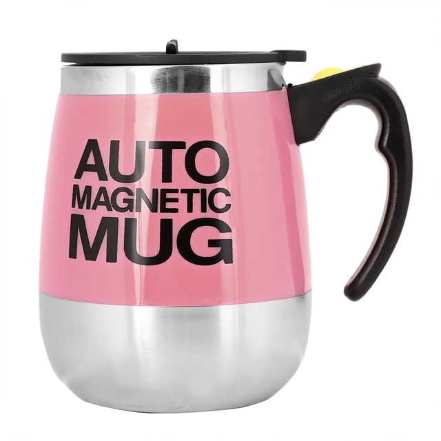 Taza eléctrica para agitar café, taza para mezclar té, taza magnética con agitación automática (rosa)