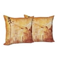 thumbnail image 6 of Ambesonne Orange Throw Pillow Cover 2 Pack, Retro French Street, 18", Tan, 6 of 6
