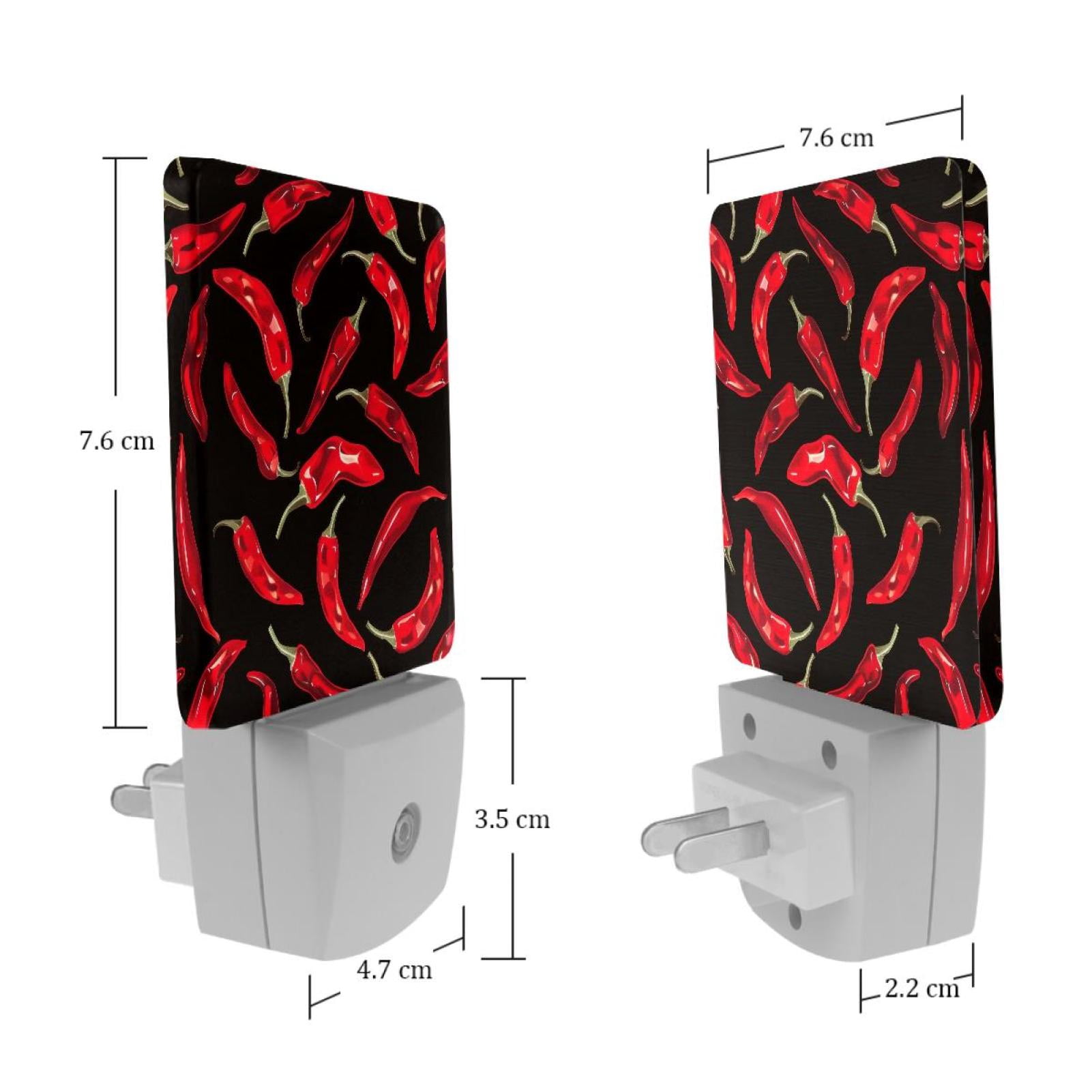 PhooArto Red Chili Peppers Pattern Plug in LED Night Light Auto Sensor Dusk to Dawn Decorative Night for Bedroom, Bathroom, Kitchen, Hallway, Stairs, Baby's Room, Energy Saving