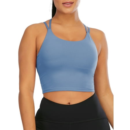 

LELINTA Women Crop Tops Sports Bras Mesh Longline Fitness Camisole Yoga Workout Running Gym Pad Shirt with Removable Cups