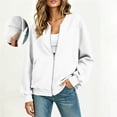 thumbnail image 2 of SBYOJLPB Women Tops Solid Color V-Neck Zipper Pocket Long Sleeves Tops Jacket Coat, 2 of 6