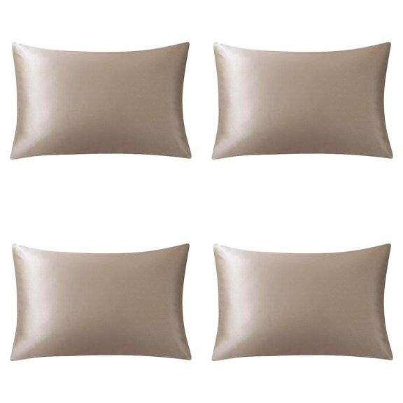 Soft Silk Pillowcase Silk Pillow Coverswith Hidden Zipper, Smooth and Breathable Silk Pillow Cases Good for Hair and Skin Set of 2/4/6 PCS ( 20''×30'')