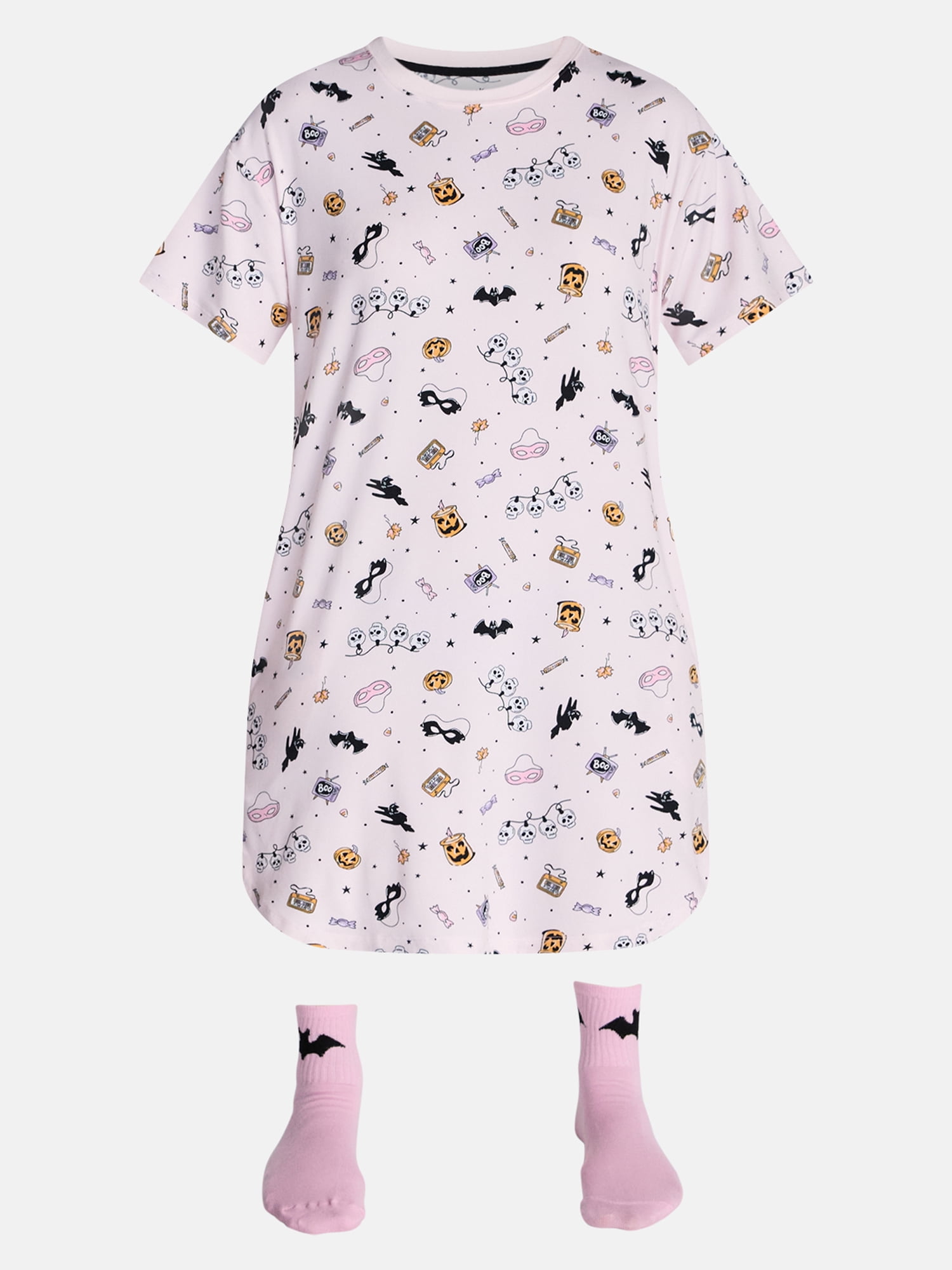 Halloween Women's Sleepshirt Top and Socks Set from Way to Celebrate, 2-Piece, Sizes XS-3X