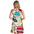 thumbnail image 6 of Lafuoo London Symbols Pattern Women's Sleeveless Dress, Round Tie Pocket Short Sleeve Dress Summer Clothing, Suitable for Vacation, Leisure, Work-Small, 6 of 8