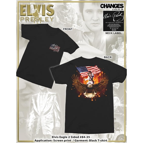 True Line 8435XL Elvis Eagle T-Shirt - Black - Extra Large