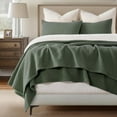 thumbnail image 6 of EVERGRACE Cotton Bedspread Full Queen Size, Ultra Soft Prewashed Pick Stitch Matelassé Coverlet, Lightweight Textured Oversized Queen Quilt Bedding Set for All Season, with 2 Shams, Olive Green, 6 of 8
