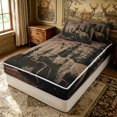 thumbnail image 2 of Erosebridal Brown Wood Bear Forest Zipper Twin Comforter Sets with Fitted Sheet and 2 Pillowcases for Boys Men, Pine Tree Mountain Print Zipper Bedding Set, Black Reversible, 4pcs, 2 of 7