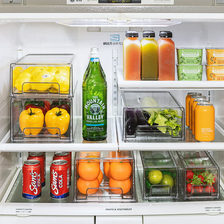 StorageBud 8 Piece Refrigerator Organizer Bins - Stackable Freezer