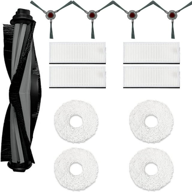 AMERTEER Accessory Set for Yeedi Mop Station Pro Accessories Robot Vacuum Cleaner Parts with Main Brush * 1 Side Brush * 4 Mop Pads Wipes * 4 Hepa Filters *4